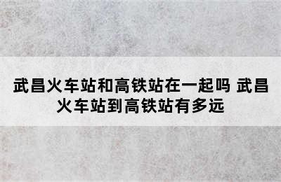 武昌火车站和高铁站在一起吗 武昌火车站到高铁站有多远